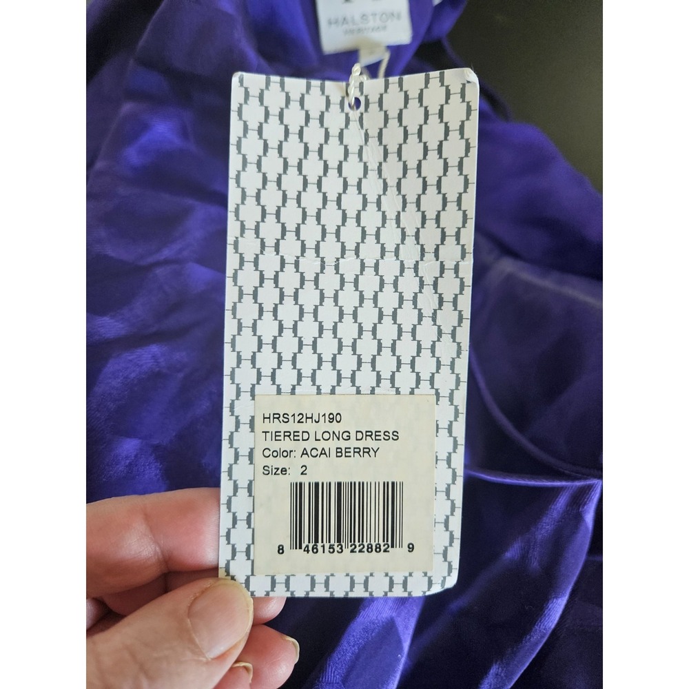 Halston Heritage Tiered Maxi Dress Purple Acai Berry NWT Size‎ 2 Modern Glam - Picture 6 of 8
